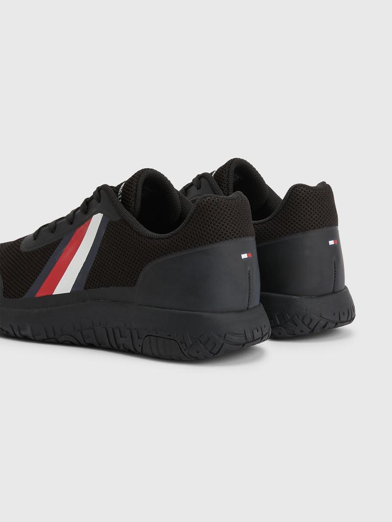 Férfi Tommy Hilfiger Könnyű knit Sneaker Fekete | HU 1407EBC